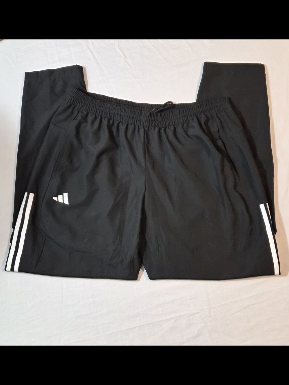 Adidas Black Track Pants XL Athletic Joggers 3 Stripe Zip Ankle Training Pants